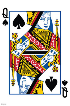 Laminated Queen of Spades Playing Card Art Poker Room Game Room Casino Gaming Face Card Blackjack Gambler Poster Dry Erase Sign 24x36