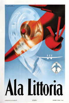 Ala Littoria Italian Air Plane Airline Vintage Ad Vintage Travel Airplane Fly Art Deco Eclectic Advertising French Wall Vintage Art Nouveau Vintage Art Prints Cool Wall Decor Art Print Poster 12x18