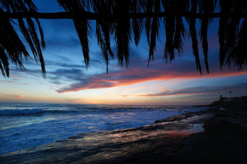 Sunset at Windansea Beach La Jolla San Diego California Photo Print Stretched Canvas Wall Art 24x16 inch