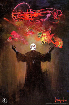 Frank Frazetta Skull King Horror Science Fiction Fantasy Artwork Artist Retro Vintage Classic Comic Book Magazine Skeleton Spooky Scary Halloween Decorations Stretched Canvas Art Wall Decor 16x24