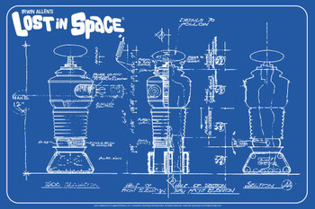 Lost In Space Robot Blueprint Print Stretched Canvas Wall Art 16x24 inch