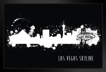 Las Vegas Nevada Skyline Watercolor Black and White Art Print Stand or Hang Wood Frame Display Poster Print 13x9