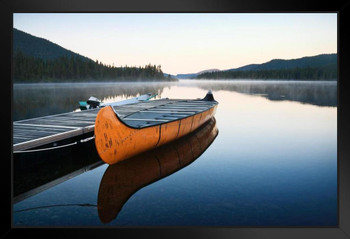 Lac Cascapedia Canoe on Tranquil Lake Photo Photograph Art Print Stand or Hang Wood Frame Display Poster Print 13x9