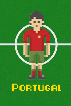 Portugal Soccer Pixel Art National Team Sports Stretched Canvas Wall Art 16x24 inch