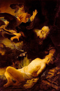 Rembrandt Sacrifice Of Isaac Realism Romantic Artwork Rembrandt Paintings on Canvas Prints Biblical Drawings Portrait Painting Wall Art Renaissance Posters Stretched Canvas Art Wall Decor 16x24