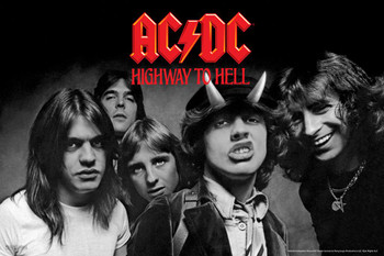 AC/DC Highway to Hell B&W Music Rock Band Classic Retro Vintage Stretched Canvas Art Wall Decor 16x24