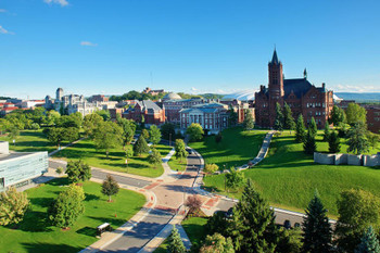 Syracuse University Campus with Crouse College Photo Print Stretched Canvas Wall Art 24x16 inch