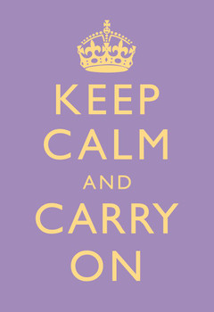 Keep Calm Carry On Motivational Inspirational WWII British Morale Lilac Stretched Canvas Art Wall Decor 16x24