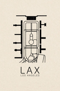 LAX Los Angeles Airport Map Art Airport Terminal Map California Stylized Airport Layout LAX Call Letters Code Stretched Canvas Art Wall Decor 16x24