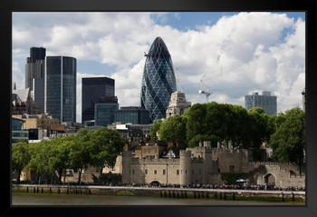 London England Skyline Gherkin Tower of London Photo Photograph Art Print Stand or Hang Wood Frame Display Poster Print 13x9