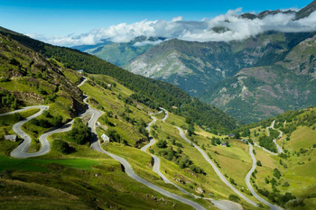 Road Up Luz Ardiden Hautes Pyrenees Tour de France Landscape Stretched Canvas Wall Art 16x24 Inch