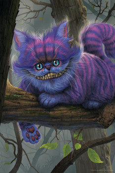 Alice in Wonderland Cheshire Cat in Tree by Vincent Hie Fantasy Print Stretched Canvas Wall Art 16x24 inch