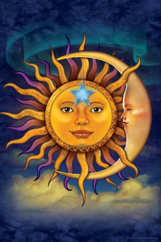 Sun Moon Star Astrology by Vincent Hie Spiritual Cool Wall Decor Art Print Poster 12x18