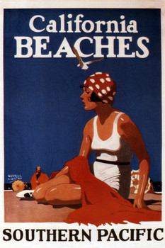 Southern Pacific Railways Train Railroad California Beaches Ocean Sea Sand Vintage Travel Cool Wall Decor Art Print Poster 12x18