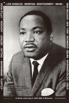 Martin Luther King MLK Memorial Retro Vintage Black White Photo Portrait Stretched Canvas Art Wall Decor 16x24