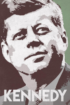 President John F Kennedy Pop Art Portrait Democrat Politics Politician POTUS Green Stretched Canvas Wall Art 16x24 inch