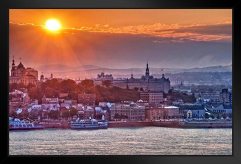 Beautiful Sunset Over Quebec City Waterfront Canada Photo Photograph Art Print Stand or Hang Wood Frame Display Poster Print 13x9