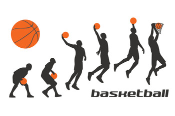 Basketball Player Silhouettes Dunking Evolution Style Cool Wall Decor Art Print Poster 18x12