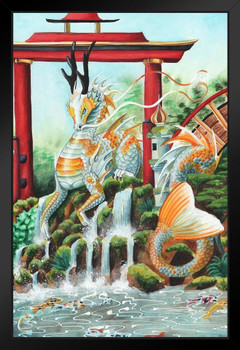 The Emperess Asian Fish Dragon by Carla Morrow Fantasy Stand or Hang Wood Frame Display 9x13