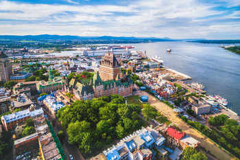 Quebec City Old Port Aerial View Quebec Canada Photo Print Stretched Canvas Wall Art 24x16 inch