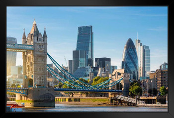 Financial District of London and Tower Bridge Photo Photograph Art Print Stand or Hang Wood Frame Display Poster Print 13x9