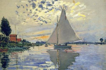 Claude Monet Sailboat at Le Petit Gennevilliers Impressionist Art Posters Claude Monet Prints Nature Landscape Painting Claude Monet Canvas Wall Art French Decor Stretched Canvas Art Wall Decor 24x16