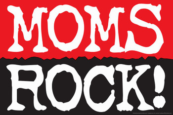 Moms Rock! Text Art Stretched Canvas Wall Art 16x24 inch