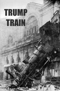 Trump Train Wreck Funny Political Humor Stretched Canvas Wall Art 16x24 Inch