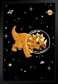 Triceratops Dinos in Space Dinosaur Decor Dinosaur Pictures For Wall Dinosaur Wall Art Prints for Walls Meteor Volcano Science Poster Art Prints for Walls Stand or Hang Wood Frame Display 9x13