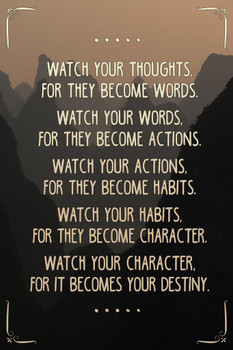 Watch Your Thoughts Mountains Photo Motivational Inspirational Kindness Quote Inspire Quotation Gratitude Positivity Motivate Sign Word Art Good Vibes Empathy Stretched Canvas Art Wall Decor 16x24