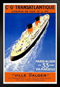 French Transatlantique Atlantic Ocean Boat Cruise Ship Ocean Liner Vintage Illustration Travel Art Print Stand or Hang Wood Frame Display Poster Print 9x13
