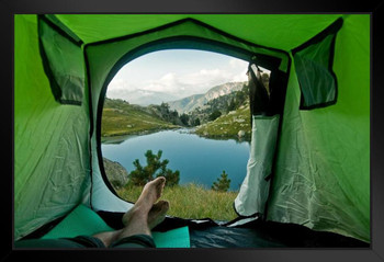 Pyrenees Mountains Landscape View From a Tent Photo Photograph Art Print Stand or Hang Wood Frame Display Poster Print 13x9