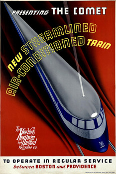 Presenting the Comet Streamlined Air Conditioned Train New York New Haven Hartford Boston Providence Railroad Vintage Travel Cool Wall Decor Art Print Poster 12x18