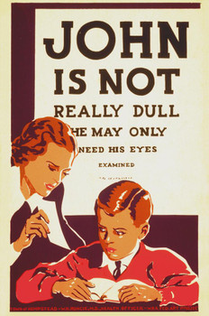 John Is Not Really Dull Eyes Examined Retro Vintage WPA Art Project Stretched Canvas Wall Art 16x24 Inch