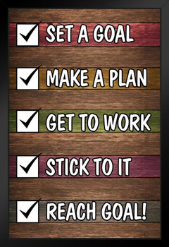 Steps To Reaching A Goal Wood Style Elementary School Sign Classroom Educational Teacher Learning Homeschool Chart Display Supplies Teaching Aide Stand or Hang Wood Frame Display 9x13