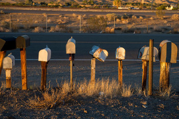 Roadside Rural Mailboxes Barstow California Photo Print Stretched Canvas Wall Art 24x16 inch