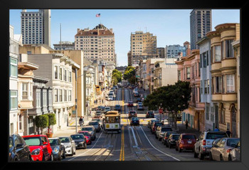 Cable Car on Hyde Street Near Broadway in San Francisco California Photo Photograph Art Print Stand or Hang Wood Frame Display Poster Print 13x9