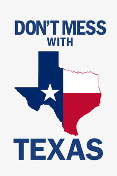 Flags Dont Mess With Texas State Flag Lone Star State White Stretched Canvas Wall Art 16x24 inch