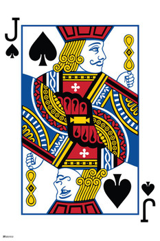 Laminated Jack of Spades Playing Card Art Poker Room Game Room Casino Gaming Face Card Blackjack Gambler Poster Dry Erase Sign 12x18