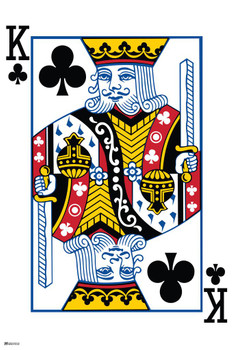 Laminated King of Clubs Playing Card Art Poker Room Game Room Casino Gaming Face Card Blackjack Gambler Poster Dry Erase Sign 12x18