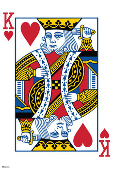 Laminated King of Hearts Playing Card Art Poker Room Game Room Casino Gaming Face Card Blackjack Gambler Poster Dry Erase Sign 24x36