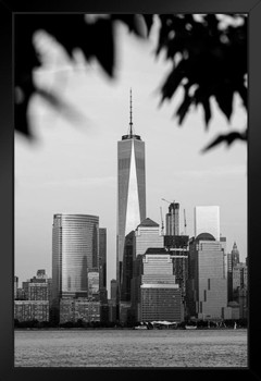 Lower Manhattan and One World Trade Center Black and White Photo Photograph Art Print Stand or Hang Wood Frame Display Poster Print 9x13