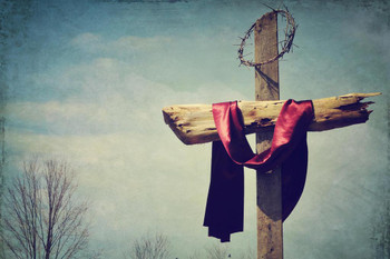 He Is Risen Cross Photo Print Stretched Canvas Wall Art 16x24 inch