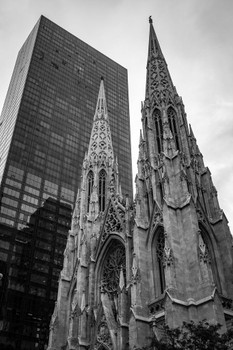 Facade St Patricks Cathedral New York City NYC Photo Print Stretched Canvas Wall Art 16x24 inch