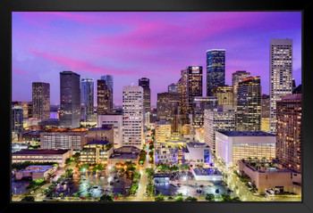Houston Texas Downtown Buildings Sunset Skyline Photo Art Print Stand or Hang Wood Frame Display Poster Print 13x9