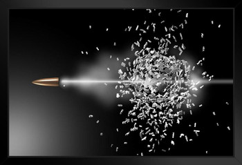 Bullet Exploding Breaking Through Surface Fragments Art Print Stand or Hang Wood Frame Display Poster Print 13x9