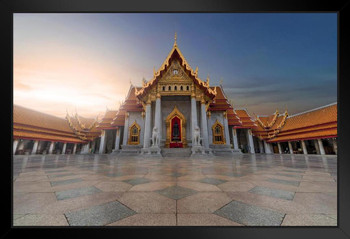 Marble Temple Wat Benchamabophit Bangkok Thailand Sunrise Photo Art Print Stand or Hang Wood Frame Display Poster Print 13x9