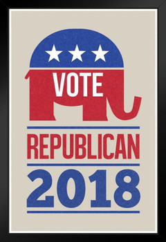 Vote Republican 2018 Beige Retro Campaign Art Print Stand or Hang Wood Frame Display Poster Print 9x13