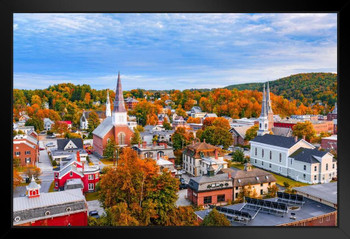 Autumn Scene Montpelier Vermont Skyline Photo Photograph Art Print Stand or Hang Wood Frame Display Poster Print 13x9