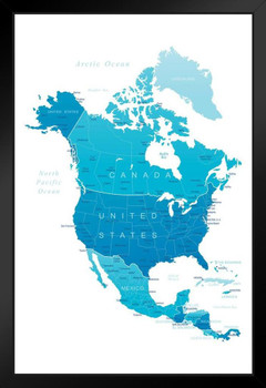 Detailed Map of North America United States Canada Mexico Reference Art Print Stand or Hang Wood Frame Display Poster Print 9x13